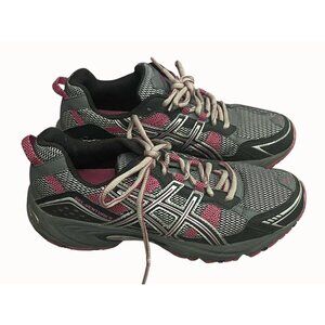 Asics T383N Gel Venture 4 Womens Trail Running Shoes Size 8.5 Gray pink black